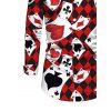 Men's Vacation Shirt Playing Cards Suit Argyle Print Button Up Long Sleeve Shirt - Rouge Vineux S