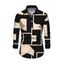 Men's Casual Shirt Colorblock Geometric Print Button Up Long Sleeve Shirt - Noir 3XL