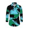 Men's Vacation Shirt Colorblock Abstract Palm Leaf Striped Print Button Up Long Sleeve Shirt - multicolor A M