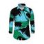 Men's Vacation Shirt Colorblock Abstract Palm Leaf Striped Print Button Up Long Sleeve Shirt - multicolor A M