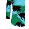 Men's Vacation Shirt Colorblock Abstract Palm Leaf Striped Print Button Up Long Sleeve Shirt - multicolor A M