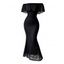 Elegant Dress Solid Color Flounce Off the Shoulder Lace Panel Bodycon Maxi Dress - Noir XXL | US 14