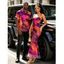 Vintage Couple Outfit Ink Painting Tie Dye Print Crisscross Mermaid Bodycon Dress and Shirt Set - Concorde S | US 4