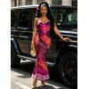Vintage Couple Outfit Ink Painting Tie Dye Print Crisscross Mermaid Bodycon Dress and Shirt Set - Concorde S | US 4