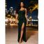 Party Spaghetti Strap Dress Sequined Solid Color High Slit Maxi Prom Dress - Vert Foncé XL | US 10