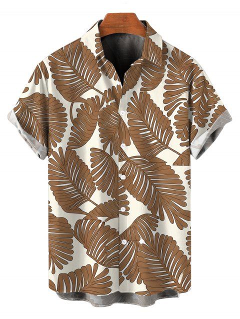 Men's Beach Vacation Shirt Tropical Palm Leaf Print Button Up Shirt
