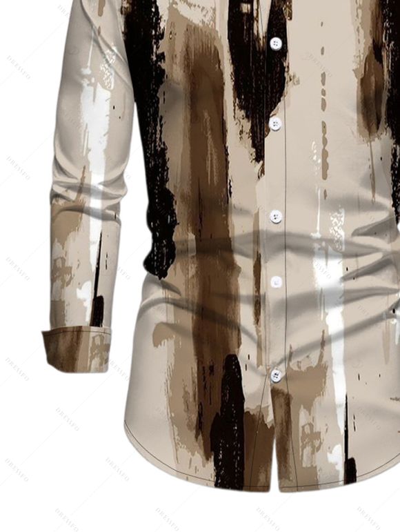 Winter Couple Outfit Art Graffiti Ink Wash Print Scoop Neck Bodycon Dress and Long Sleeve Shirt Set - Brun S | US 4