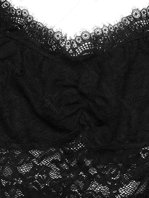 Elegant Jumpsuit Off the Shoulder Scalloped Lace Panel Long Sleeve Jumpsuit - Noir XL | US 12