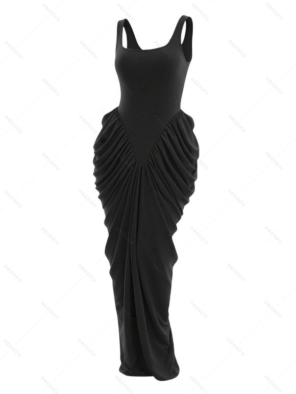 Party Couple Outfit Solid Color Waist Cinched Ruched Bodycon Chiffon Dress and Satin Shirt Set - multicolor S | US 4