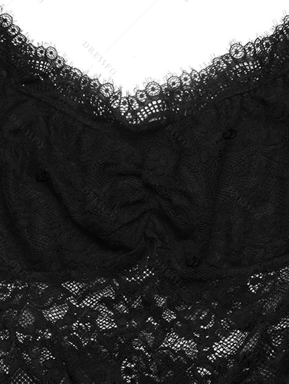 Vintage Party Couple Outfit Off the Shoulder Scalloped Lace Panel Long Sleeve Jumpsuit and Satin Shirt Set - Noir S | US 4