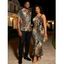 Vacation Couple Outfit Mixed Leopard Tiger Patchwork Print Bodycon Mermaid Maxi Dress and Shirt Set - Brun S | US 4