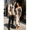 Winter Couple Outfit Art Graffiti Ink Wash Print Scoop Neck Bodycon Dress and Long Sleeve Shirt Set - Brun S | US 4
