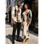 Winter Couple Outfit Art Graffiti Ink Wash Print Scoop Neck Bodycon Dress and Long Sleeve Shirt Set - Brun S | US 4