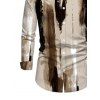 Winter Couple Outfit Art Graffiti Ink Wash Print Scoop Neck Bodycon Dress and Long Sleeve Shirt Set - Brun S | US 4