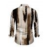 Winter Couple Outfit Art Graffiti Ink Wash Print Scoop Neck Bodycon Dress and Long Sleeve Shirt Set - Brun S | US 4