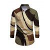 Men's Vintage Shirt Colorblock Geometric Diagonal Stripe Print Button Up Long Sleeve Shirt - Brun M