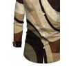 Men's Vintage Shirt Colorblock Geometric Diagonal Stripe Print Button Up Long Sleeve Shirt - Brun M