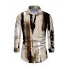 Men's Winter Shirt Art Graffiti Ink Wash Print Button Up Long Sleeve Shirt - Brun M