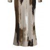 Elegant Dress Art Graffiti Ink Wash Print Scoop Neck Long Sleeve Bodycon Dress - Brun M | US 6