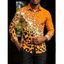 Men's Winter Shirt Ombre Leopard Sequin Print Button Up Long Sleeve Shirt - Turquoise M