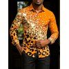 Men's Winter Shirt Ombre Leopard Sequin Print Button Up Long Sleeve Shirt - Orange Foncé 5XL