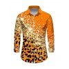 Men's Winter Shirt Ombre Leopard Sequin Print Button Up Long Sleeve Shirt - Orange Foncé 5XL