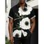 Men's Casual Shirt Vintage Floral Print Button Up Shirt - Noir M