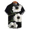 Men's Casual Shirt Vintage Floral Print Button Up Shirt - Noir 2XL