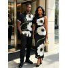 Vintage Couple Outfit Floral Print Mesh Panel Bodycon Maxi Dress and Short Sleeve Shirt Set - Noir S | US 4