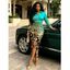 Long Sleeve Shirt Dress Ombre Leopard Sequin Print Ruched Turn Down Collar Button Up Bodycon Dress - Turquoise S | US 4