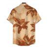 Hawaiian Vacation Couple Outfit Lily Floral Print Crisscross Ruched Mesh Bodycon Dress and Short Sleeve Shirt Set - café lumière S | US 4