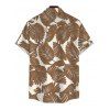Men's Beach Vacation Shirt Tropical Palm Leaf Print Button Up Shirt - café M
