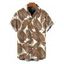 Men's Beach Vacation Shirt Tropical Palm Leaf Print Button Up Shirt - café M