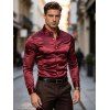 Cocktail Couple Outfit Solid Color Plunging Neck Metal Decor Bodycon Dress and Long Sleeve Shirt Set - Rouge Vineux S | US 4