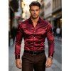Cocktail Couple Outfit Solid Color Plunging Neck Metal Decor Bodycon Dress and Long Sleeve Shirt Set - Rouge Vineux S | US 4