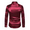 Cocktail Couple Outfit Solid Color Plunging Neck Metal Decor Bodycon Dress and Long Sleeve Shirt Set - Rouge Vineux S | US 4