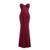 Party Couple Outfit Off the Shoulder Sash Solid Color Bodycon Maxi Dress and Satin Shirt Set - multicolor S | US 4