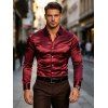 Party Couple Outfit Solid Color Waist Cinched Ruched Bodycon Chiffon Dress and Satin Shirt Set - multicolor S | US 4