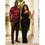 Party Couple Outfit Solid Color Waist Cinched Ruched Bodycon Chiffon Dress and Satin Shirt Set - multicolor S | US 4
