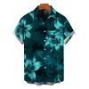 Men's Hawaiian Vacation Shirt Lily Floral Print Button Up Shirt - Turquoise Foncée S