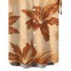 Men's Hawaiian Vacation Shirt Lily Floral Print Button Up Shirt - café lumière 5XL