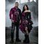 Gothic Couple Outfit Colorblock Rose Leaf Print Lace Up Belt Off the Shoulder Handkerchief Dress and Long Sleeve Shirt Set - Noir S | US 4