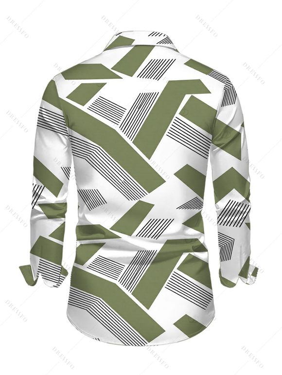 Vintage Couple Outfit Solid Color Multi-pockets Spaghetti Strap Jumpsuit and Geometric Striped Print Shirt Set - Vert clair S | US 4