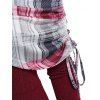 Robe Moulante Asymétrique Jointive à Carreaux Boutonnée à Epaule Dénudée - Rouge foncé XL | US 12