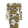 Vintage Dress Colorblock Wave Print Foldover Off the Shoulder Ruched Long Sleeve Bodycon Dress - Vert Armée S | US 4