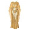 Elegant Party Dress Shinny Shawl Sleeveless Evening Slim Long Dress - d'or S | US 4