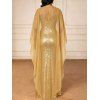 Elegant Party Dress Shinny Shawl Sleeveless Evening Slim Long Dress - d'or L | US 8-10