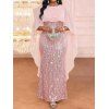 Elegant Party Dress Shinny Shawl Sleeveless Evening Slim Long Dress - Rose S | US 4
