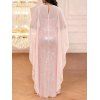Elegant Party Dress Shinny Shawl Sleeveless Evening Slim Long Dress - Rose XXL | US 14