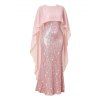Elegant Party Dress Shinny Shawl Sleeveless Evening Slim Long Dress - Rose XXL | US 14